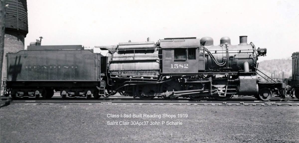 Reading RDG 2-8-0 1582 at St. Clair, PA - ARHS Digital Archive