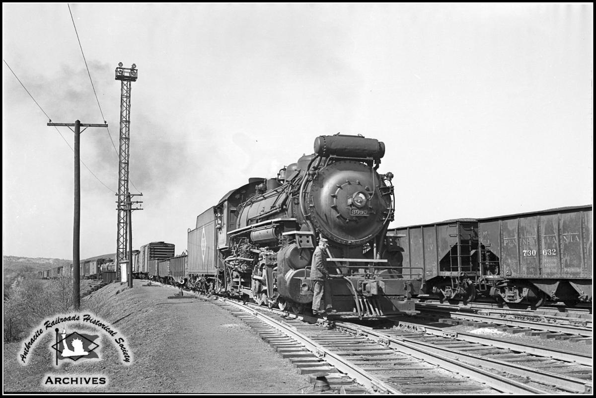 Erie BLW 2-8-2 3099 at Avoca, PA - ARHS Digital Archive
