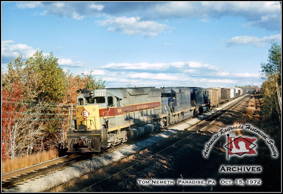 Erie Lackawanna EMD SD45 3608 at Paradise, PA - ARHS Digital Archive