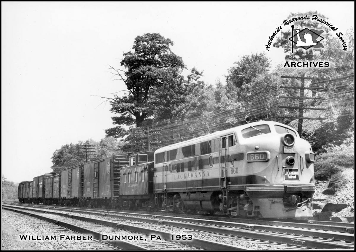 Delaware, Lackawanna and Western EMD F3A 660 at Dunmore, PA - ARHS Digital Archive