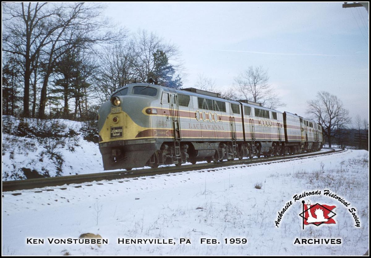 Delaware, Lackawanna and Western EMD FTA 604 at Henreyville, PA - ARHS Digital Archive