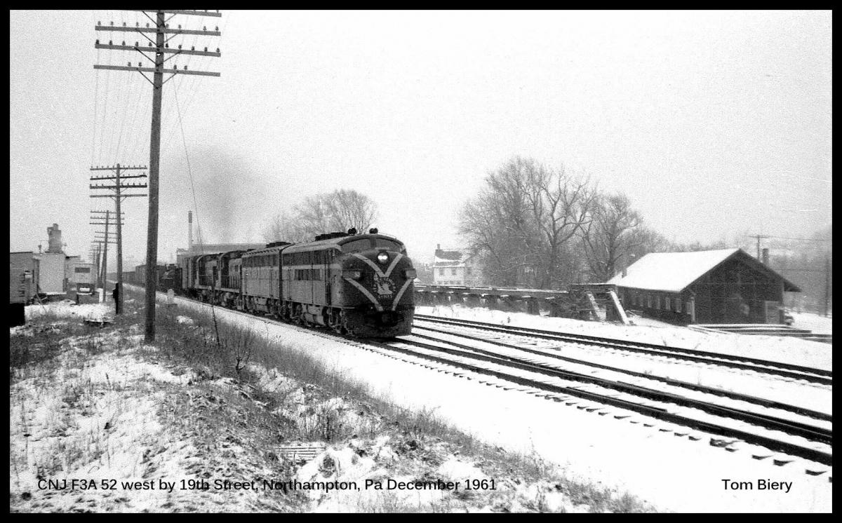 Central Railroad of New Jersey EMD F3A 52 at Northampton, PA - ARHS Digital Archive