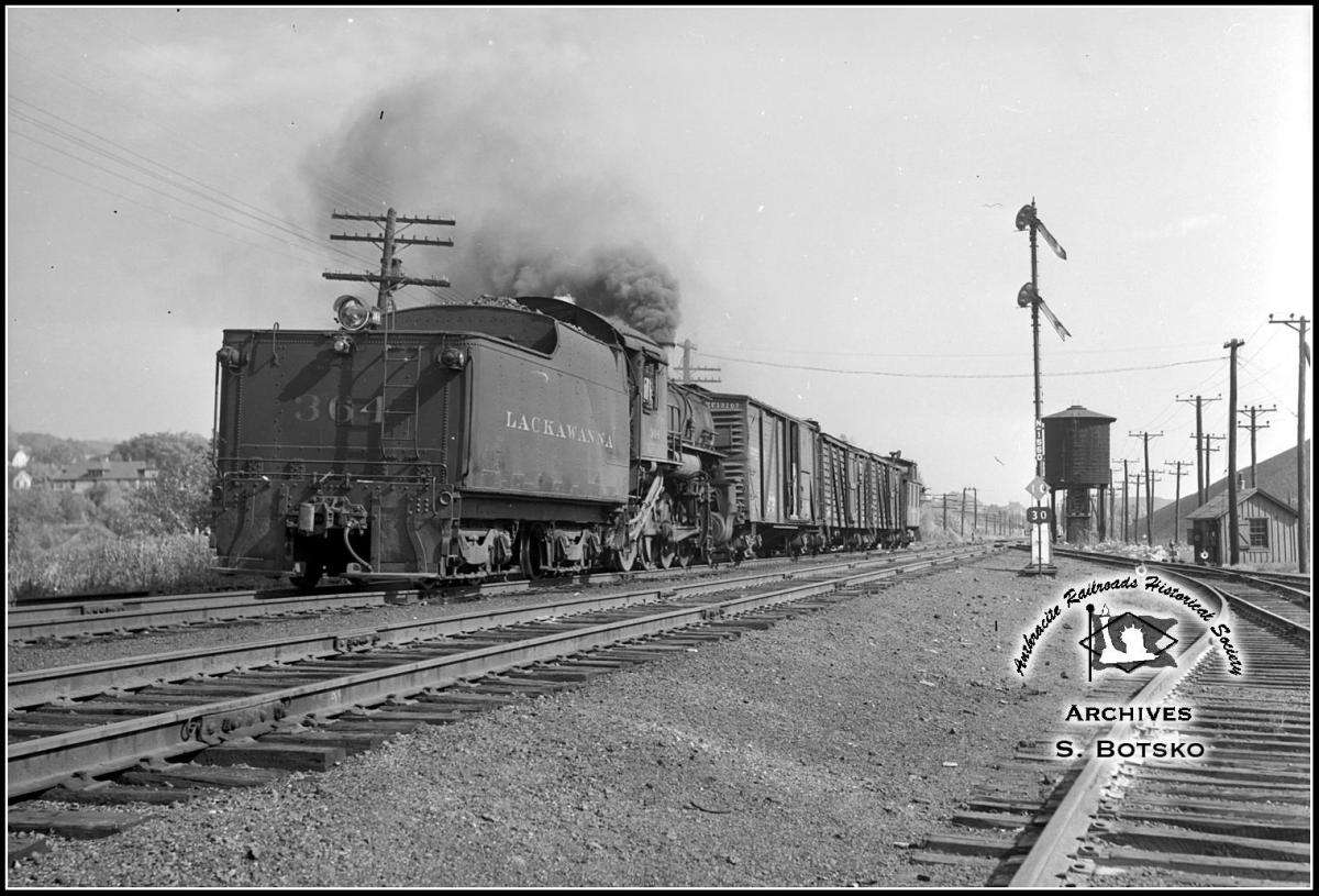 Delaware, Lackawanna and Western ALCO 2-8-0 364 at Plymouth, PA - ARHS Digital Archive