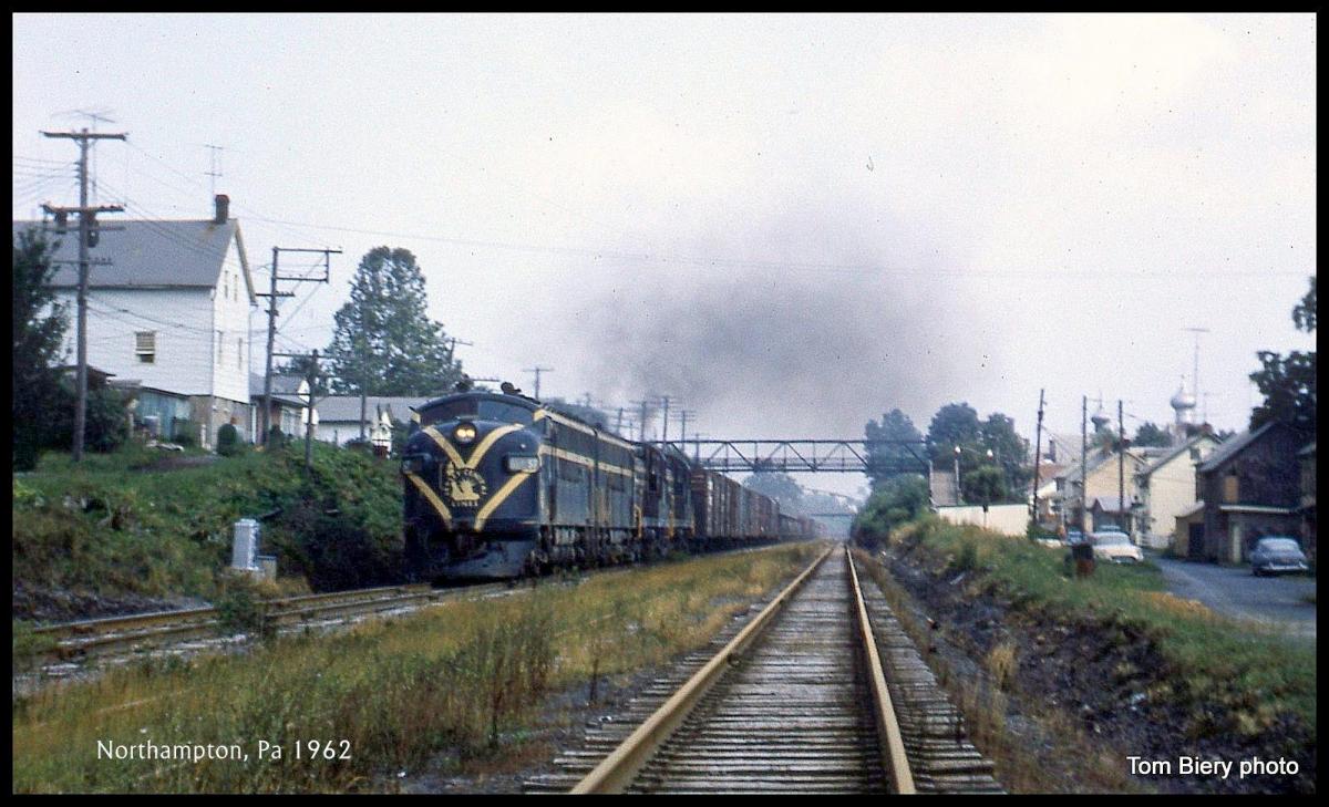 Central Railroad of New Jersey EMD F3A 57 at Northampton, PA - ARHS Digital Archive