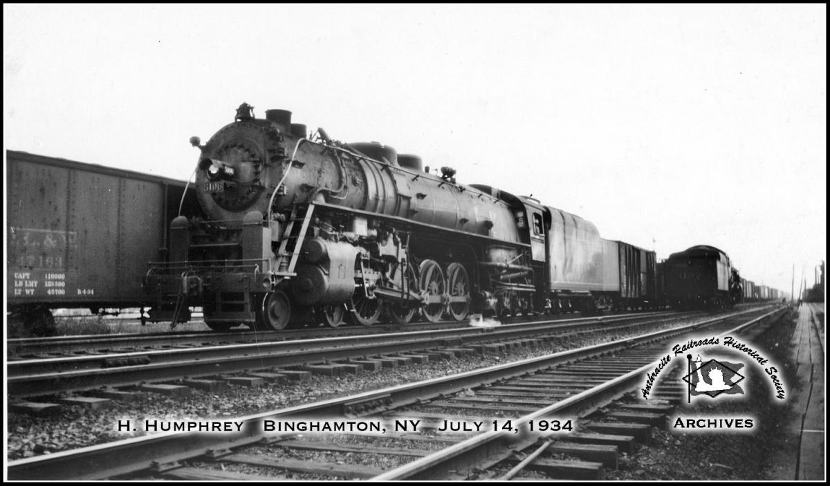 Lehigh Valley BLW 4-8-4 5106 at Binghamton, NY - ARHS Digital Archive