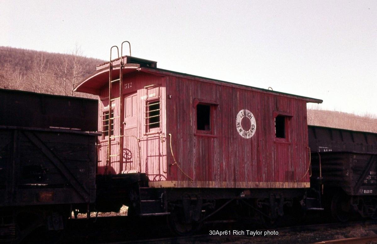 Lehigh and New England Caboose 512 at Pen Argyl, PA - ARHS Digital Archive