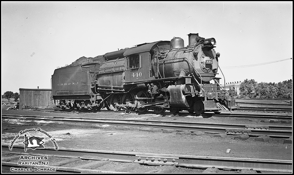 Central Railroad of New Jersey Brooks 4-8-0C 440 at Raritan, NJ - ARHS Digital Archive