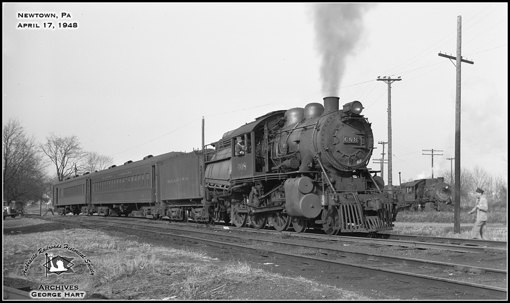 Reading BLW 4-6-0 608 at Newtown, PA - ARHS Digital Archive